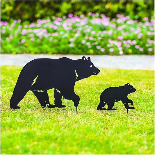 Bear Metal Garden Stakes Decorative Bear Gifts for Women/Men Bear Lovers Gifts,Black Bear Silhouette Statues for Yard Art,Outdoor Decor,Outside,Patio,Lawn Ornaments,Garden Decorations