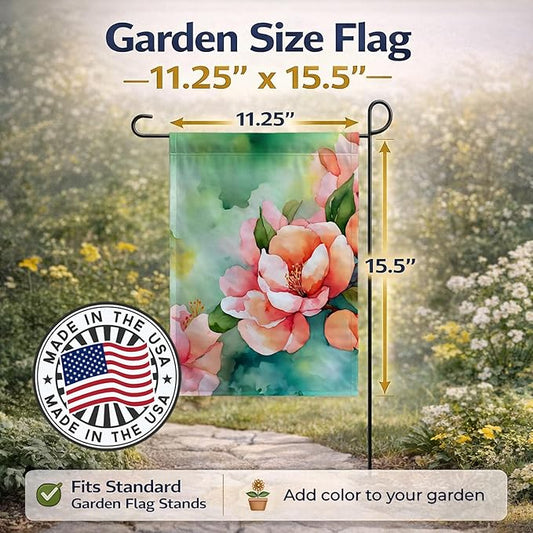 Caroline's Treasures Delaware Peach Blossom in Watercolor Garden Flag Mailbox Flag Decorative Yard Flag Banner Outside Patio Artwork Yard Flower Beds, Garden Size, Multicolor