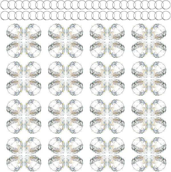 48 Pcs Clear Crystal Ball Prism 20mm Chandeliers Prism Sun Shine Catcher Christmas Crystal Ornaments Rainbow Pendants Maker, Crystals Ball for Window Hanging, Garden Decor, and Gift Making