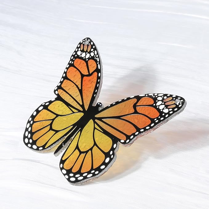 Stained Glass Window Hanging Yellow Butterfly Suncatcher, Butterfly Gift for Mom, Grandma, Women, for Mom Grandma Birthday