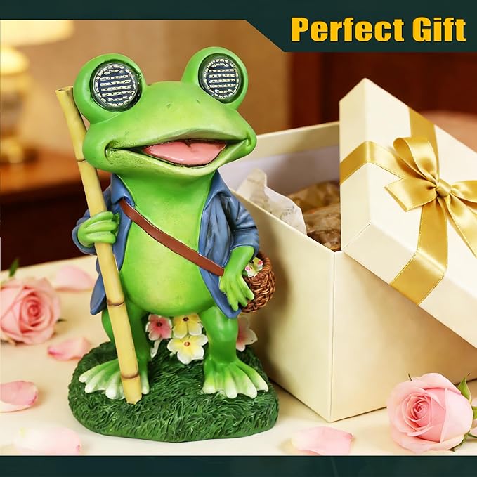 Resin Frog Statue for Fairy Gardens, Outdoor Sculptures, Patio and Lawn Ornament - Gardening, Housewarming or Home Decor