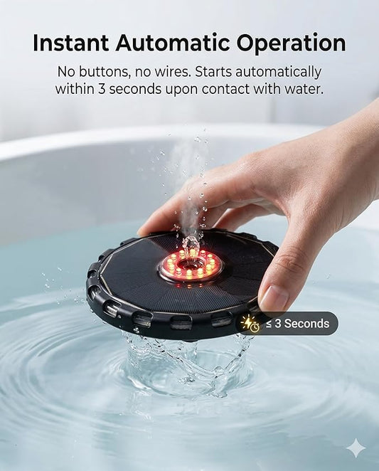 Solar Powered Water Fountain for Kids Bath, Multiple Spray Patterns, Floating Pump, PP, Weather Resistant, for Tub and Garden