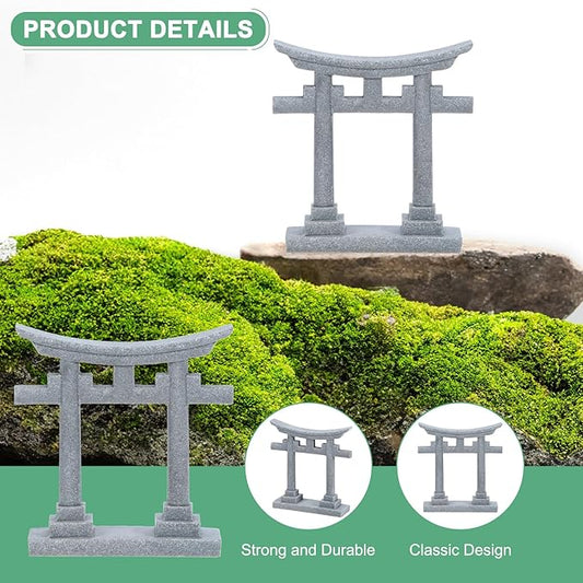 M METERXITY 2.7" H Miniature Torii Gate Ornaments with Plaque, Mini Chinese Gate Models Decorative Japanese Sandstone Tiny Home Landscape Accessories for Aquarium/Fish Tank/Garden Decor