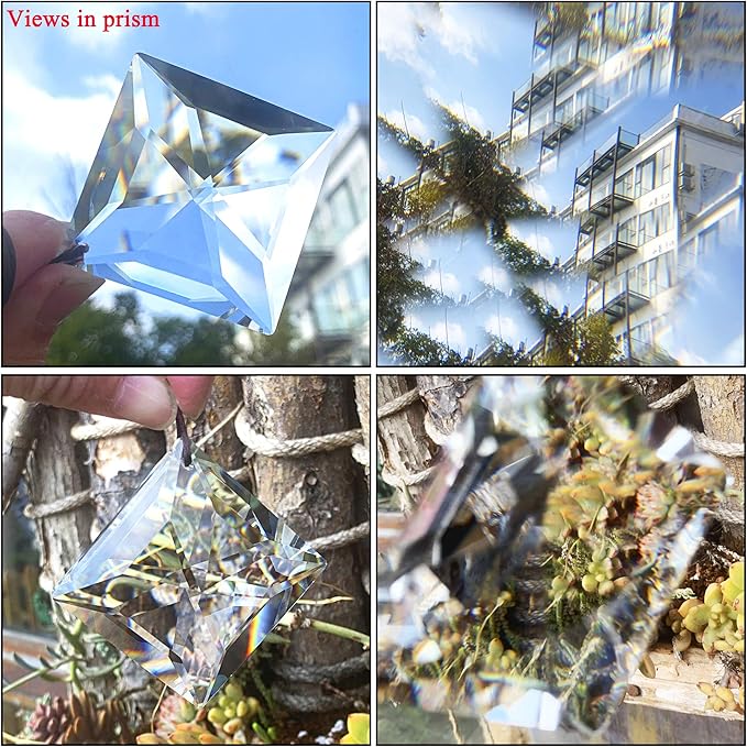 50mm Hanging Faceted Crystals Suncatcher Ornament Window Prisms Rainbow Maker Chandelier Crystal Pendant(Square)