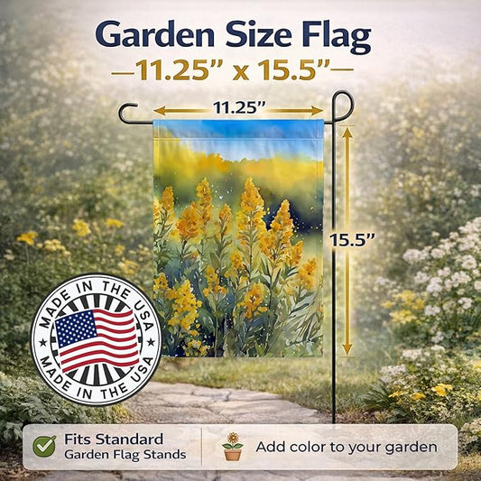 Caroline's Treasures Nebraska Goldenrod in Watercolor Garden Flag Mailbox Flag Decorative Yard Flag Banner Outside Patio Artwork Yard Flower Beds, Garden Size, Multicolor