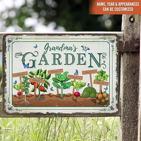 Custom Metal Signs with Name Made in USA Personalized Vintage Garden Sign Waterproof Vintage Decorative Metal Print for Wall Decor Customized Home Garden Ideas Gifts Artwork Prints for Yard Ourdoor