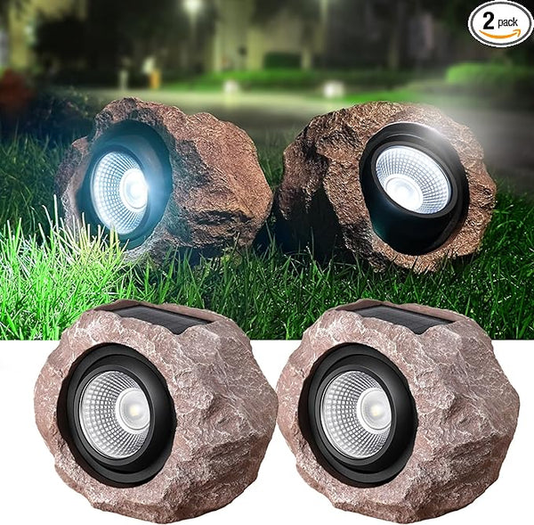 Timeflies Solar Rock Lights Outdoor, 2 Pack Super Bright Solar Spot Lights Outdoor IP65 Waterproof Solar Yard Lights, Auto On/Off Garden Decor for Outside Paths, Sidewalks, Yards, Landscapes, Patios