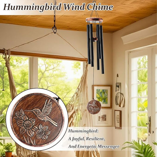 Wind Chimes for Outside - Vintage Hummingbird Deep Tone Wind Chime Patio Porch Balcony Decoration Unique Birthday Gift Ideas for Her, Friends, Coworkers, Colleague