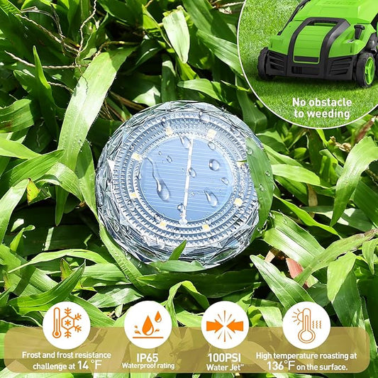Solar Ground Lights, Solar Disc Light Outdoor Waterproof,Landscape Lighting Garden Lights for Pathway, Yard, Deck, Lawn, Patio, Swimming Pool,Walkway(Warm, 12Pack)