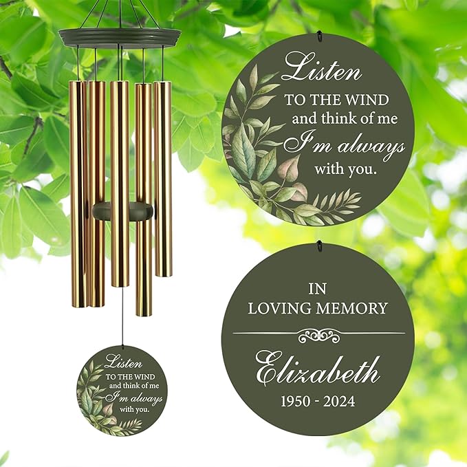 ASTARIN Personalized Memorial 30"/36" Wind Chimes for Loss of Loved One Mom Dad, Produced in USA Memorial Gifts for Sympathy Bereavement Remember, Deep Tone in Memory of Wind Chimes for Outside