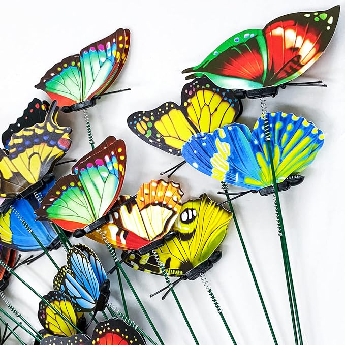 Tuxiaobu 24 Pcs Butterfly Garden Decor Stakes - Fake Butterfly Floral Picks Cake Party Butterflies Decorations for Indoor Outdoor Flower Pot Thanksgiving Christmas Whimsical Gifts