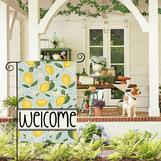 AVOIN colorlife Summer Lemon Garden Flag 12x18 Inch Double Sided Outside, Welcome Seasonal Yard Outdoor Flag