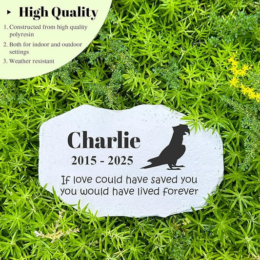 Personalized Pet Memorial Stone - Loss Gift for Dog - Parrot Headstone - Memorial Plaque Outdoor - Parrot Tombstone - Stepping Stone Personalized