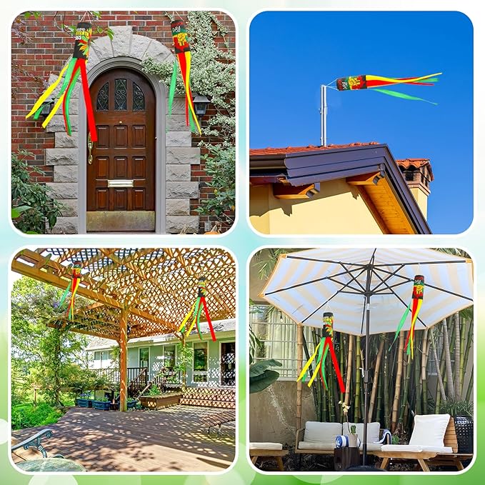 NOVWANG 2 Pieces Juneteenth Windsocks, 40 Inch African American Windsock Outdoor Hanging Flag Juneteenth Decorations for Freedom Day Home Garden Yard Patio Lawn Decor