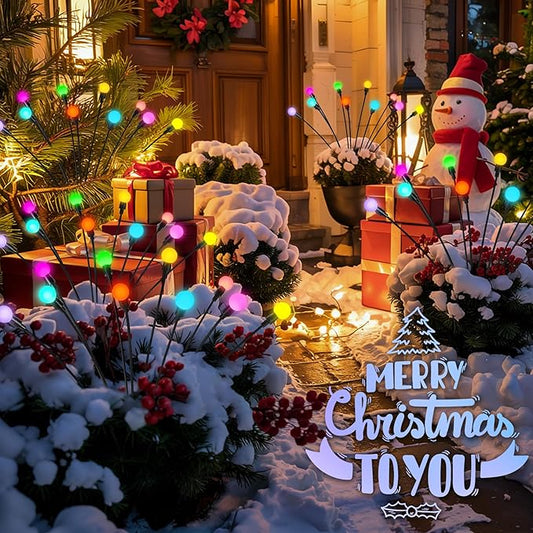 Solar Christmas Decorations, 80 LED Firefly Solar Christmas Lights Outdoor Waterproof, Garden Lights for Yard Porch Patio Decor (8 Pack Multi-Colored)