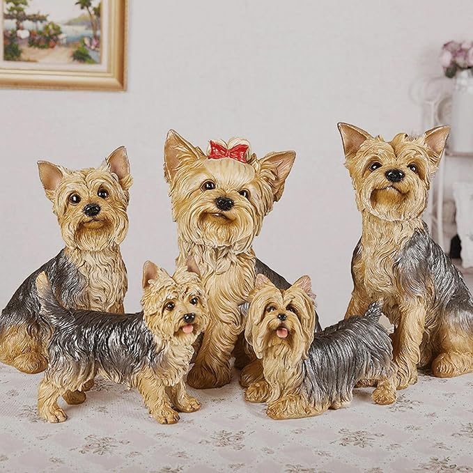 Garden Statues Yorkshire Terrier Outdoor Statue Garden Decor Realistic Dog Sculpture for Lawn Home Indoor Christmas Decoration Yard Ornaments Decor