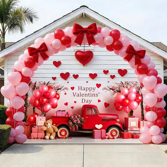 Valentine Garage Door Banner 157.5x70.9in Large Love Garage Door Cover Outdoor Valentine Decorations for House Exterior Yard Party Backdrop with Grommets and Rope