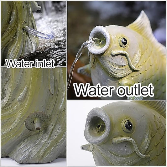 Goldfish Shape Pond spitters for Small Ponds, Fish Tank Automatic Circulation Water Landscaping Ornaments, Pool Fountains for Above Ground Pools, Garden Decor for Koi Pond(Gray,24 * 17 * 27cm)