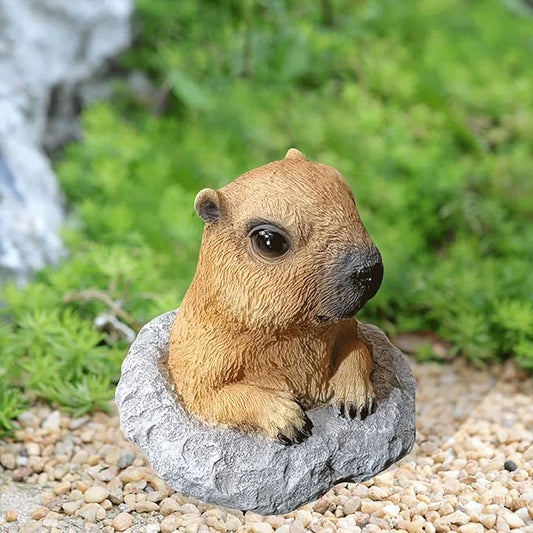 Garden Statues Bothyi Garden Groundhog Statue Lawn Ornament Collectibles Cute Yard Art Sculpture Resin Animal Figurine for Flowerpot Outside Garden Yard Ornaments Decor