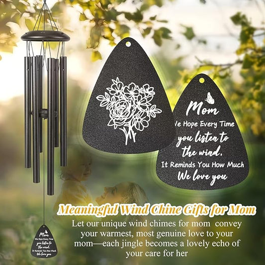 Gifts for Mom, 25''Wind Chimes Black, Mother Birthday Gifts for Mom from Daughter Son, Mother's Day Birthday Gift, Thanksgiving, Christmas,Moms Gift Ideas for Decorations