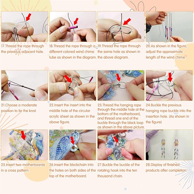 DIY Wind Chime Pendant Spring 3D Diamond Art Painting Hanging Ornament Double Sided Diamond Suncatchers for Window Home Backyard Garden Wall Door Decor (Butterfly05)