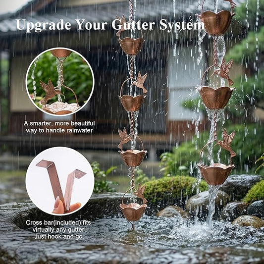 TZSSP Rain Chains Decorative Rain Chain Bell, 8-1/2 Length, Hummingbird