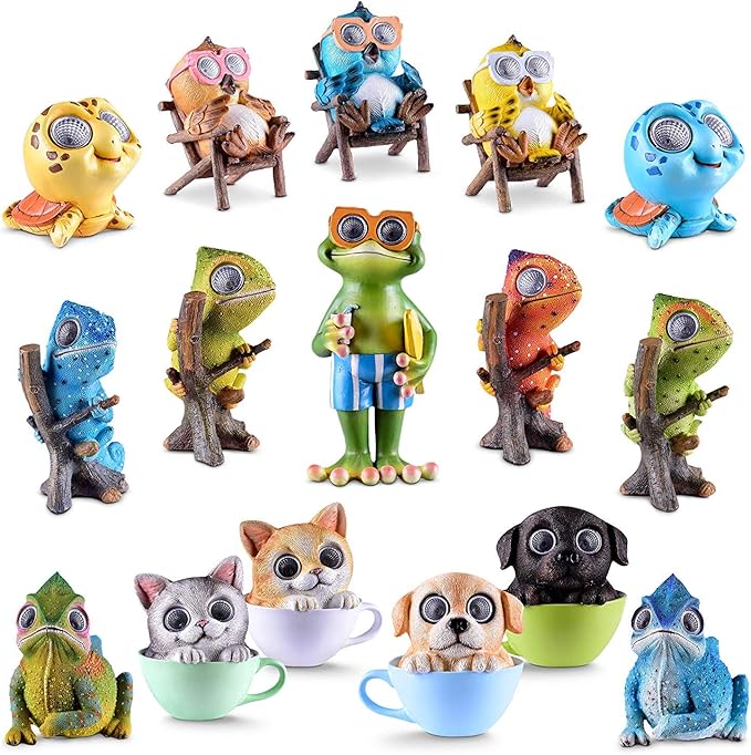 Blazin' Bison Frog Yard Decorations | Outdoor Decor – Garden Statues and Figurines | Solar Lawn Ornaments for Patio, Balcony and Deck | Weather Resistant - LED | Gifts for Patio | Auto On/Off (Girl)