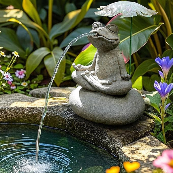 Animal Pond Fountains, Spitters for Small Ponds, Resin Frog Water Spitter Statue, Aerating Pond Fountain Pump Attachment, Outdoor Ornament for Garden