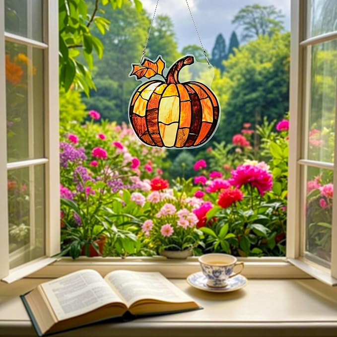 Fall Pumpkin Ornaments Colorful Window Hanging Decorations Home Wall Decor for Indoor Outdoor