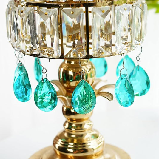 H&D HYALINE & DORA 10pcs Bauhinia Crystal Suncatcher Prisms Chandelier Beads Replacement 38mm Hanging Crystals Ornament Pendant for Window Wedding Party Decor,Cyan Blue