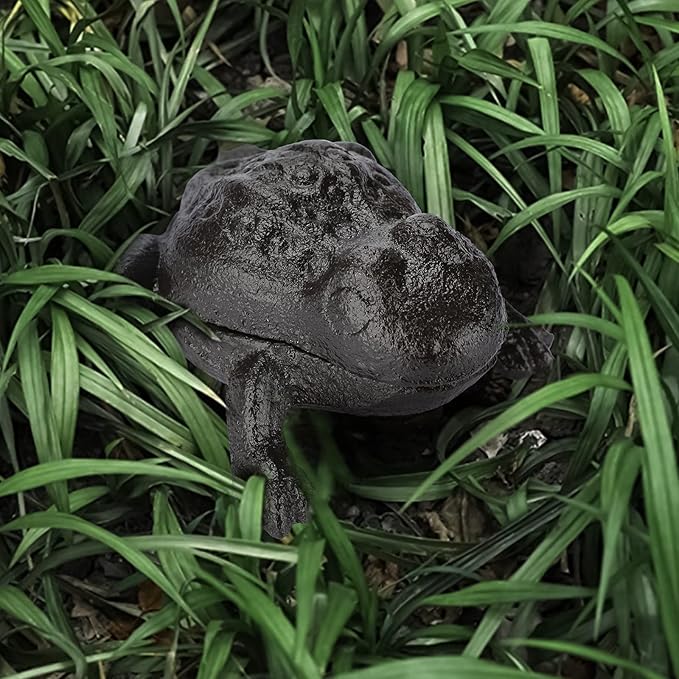 JUXYES Frog Cast Iron Key Hider - Outdoor Small Garden Statue & Indoor Decoration Box for Key, Jewelry & Trinkets