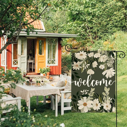 AVOIN colorlife Daisy Spring Flowers Garden Flag 12x18 Inch Double Sided Outside, Seasonal Floral Welcome Yard Outdoor Flag