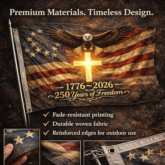 US 250 Flag – 250th Anniversary USA Double Sided 3-Ply Outdoor Flag, We The People 1776-2026 Patriotic Yard & House Banner for 4th of July (5, 4X6)
