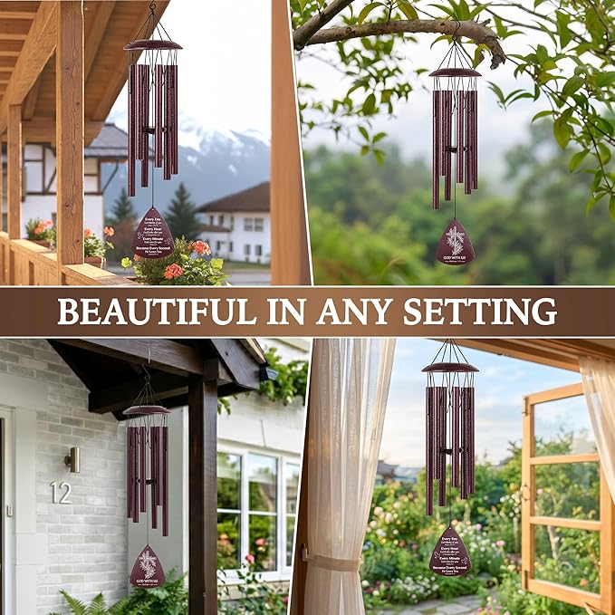 Christian Wind Chimes for Outside, 33.5" Bible Verse Wind Chime, Christian Birthday Gifts for Women, Religious Baptism Gift for Women Men Friends Teacher Appreciation Gift, Christian Gifts for Mom