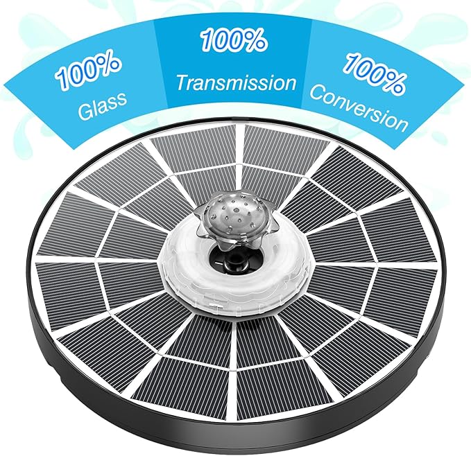 AISITIN 4W Solar Fountain with Lights, Chargeable Solar Bird Bath Fountains Built-in 2200mAh Battery, 2026 Upgrade Glass Panel Solar Water Pump for Bird Bath, Garden, Pond, Pool, Fish Tank, Aquarium