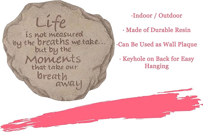 Spoontiques - Garden Décor - Life is Not Measured Stepping Stone - Decorative Stone for Garden