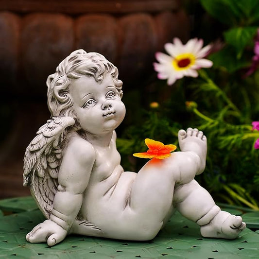 Solar Angel Outdoor Garden Decor Statues Ches Solar Outdoor Sculptures for Outside Yard Art Patio Balcony Front Lawn Ornaments Gifts for Mom Grandma Women