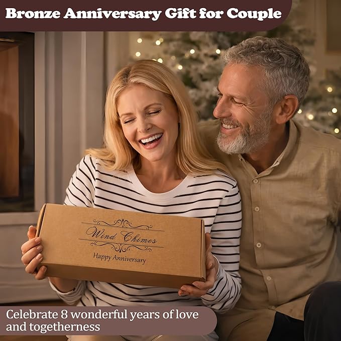 Bronze Anniversary 8 Year Gifts – Bronze Wind Chimes – 8th Anniversary Romantic Gifts for Him, Her, Men, Women, Couples