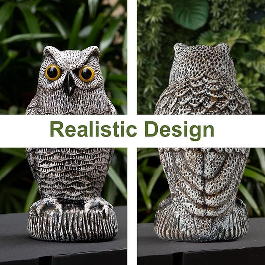 OFFO Owl Statue, Plastic Owls Scarecrow for Halloween Decorations Outdoor Garden, Yard, Pool Decoration, 8.3 in Height, Brown