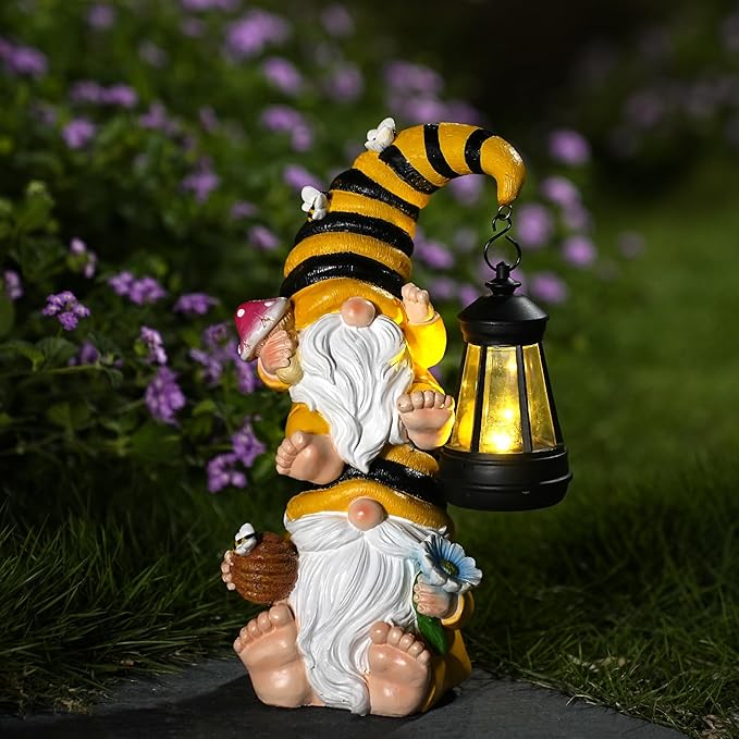 Garden Gnomes Outdoor Decor with Solar Led Lantern Gnomes Decorations for Yard,Patio,Lawn,Gnome Gifts for Women,Mom