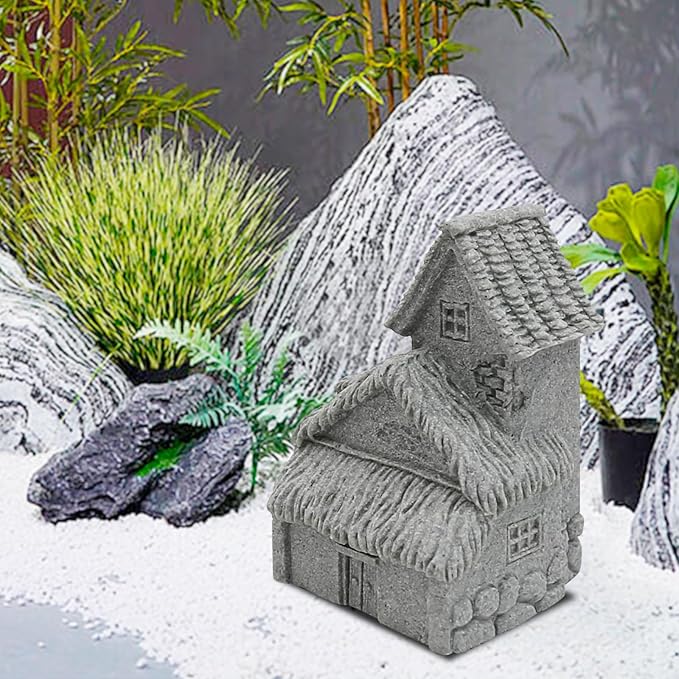 Saihisday 3PCS Micro Village Houses, Landscaping Chinese Houses, Micro Landscape Decor Ornaments for Zen Garden & Patio Micro Landscape Yard Bonsai Decor