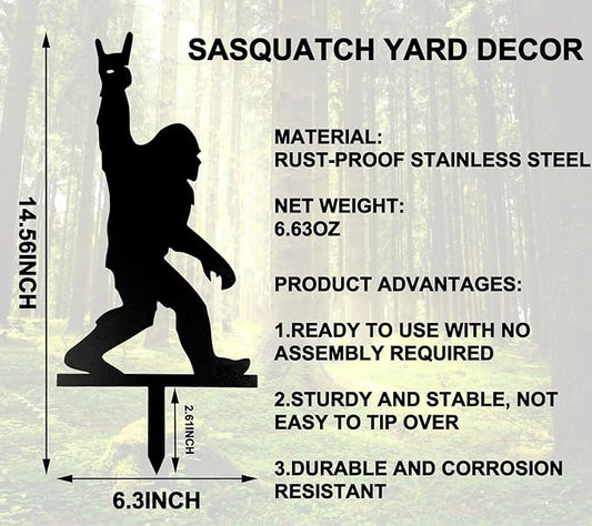 Funny Sasquatch Garden Stake Gifts - Cool Metal Sasquatch Lover Present for Birthday Valentines Fathers Day Christmas for Men Women, Novelty Yard Statue Outdoor Prank & Conversation Starter, 1 Pack