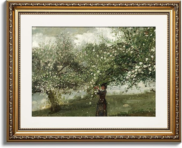 ARPEOTCY Vintage Gold Framed Wall Art, Retro Trees Landscape Paintings, Canvas Prints Artwork with Antique Frame, Victorian Wall Picture Decor for Gallery Living Room 13x16 inch