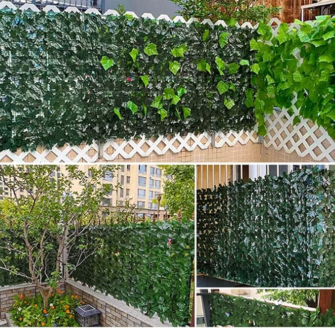 Privacy Fence Screen Artificial Ivy Grass Wall Screen 120x40 in Balcony Fence Privacy Screen Faux Vines Green Backdrop Fake Ivy Wall Panels Hedge Fence for Patio,Garden, Backyard Indoor Outdoor deocr