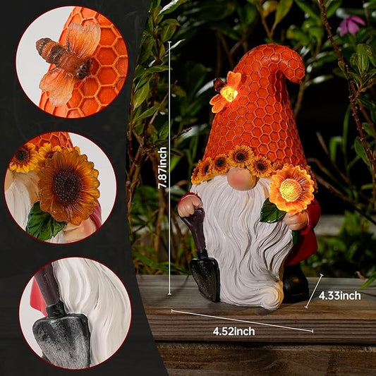 Solar Sunflower Gnome Statue Light, Ideal for Yard, Patio, Lawn and Garden Decor, for Women and Mom
