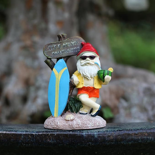 Surfing Dwarf,Gnome Garden Decorations Resin Statue Outdoor Statue Lawn Yard Balcony Porch Home Decorations Garden Decor