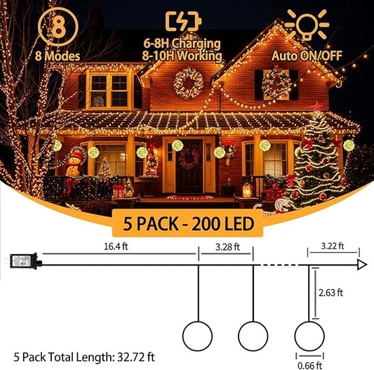 Christmas Ball Lights - 200LED Outdoor Tree Globe String Lights, 8 Modes Waterproof Sphere Lantern Lights, Christmas Decor for Tree Garden Porch (Warm White)