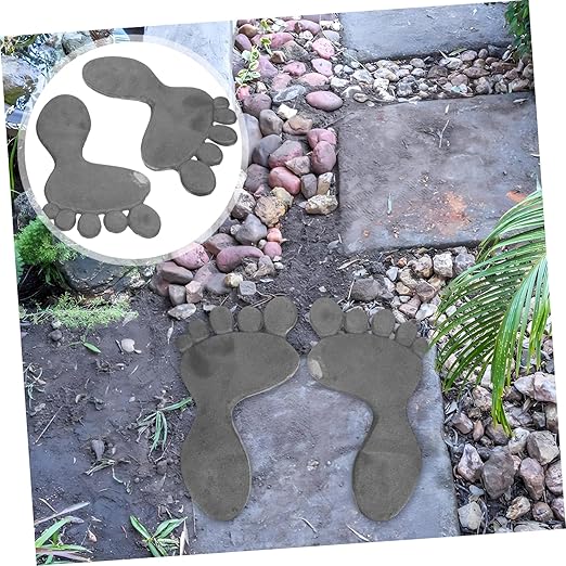 Mikikit 1 Pair Cast Iron Garden Footprint Stepping Stones Heavy Duty Outdoor Mats for Walkway Decor Low Maintenance Iron Garden Statues for Clean Pathways and Easy Access