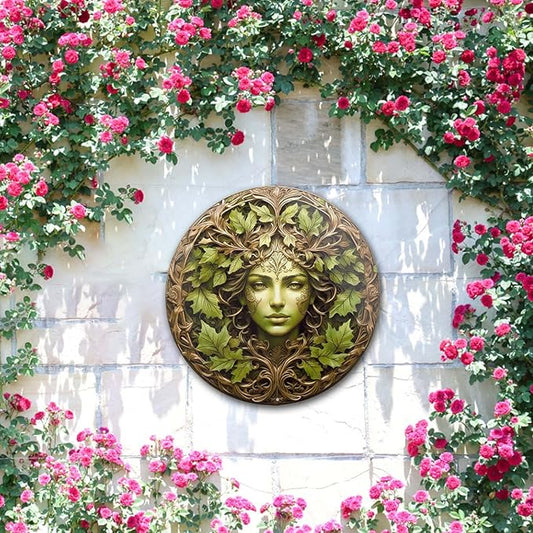 KVTTOZA 2PCS 2D Outdoor Metal Wall Art, 11.8Inch Tree Woman Man Wall Decors Gardens Guardian Decor Wall Art Plaque for Indoor Outdoor Room Garden Porch Fence Decor