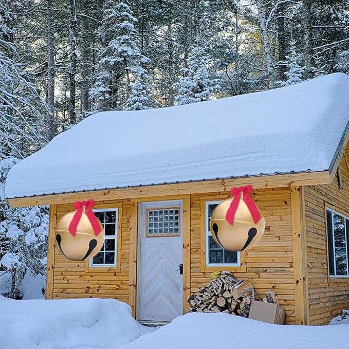 BALRAJ 2PCS Inflatable Christmas Ball 23.6IN Giant Jingle Bell Inflatable Ball Fun Christmas Inflatable Yard Decor Xmas Balloon Pendant Outdoor Ornament for Garden Yard Patio Christmas Holiday Decor